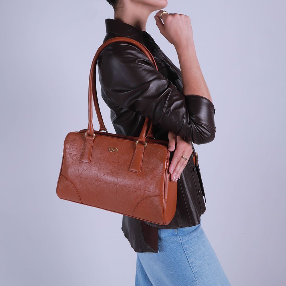 Bolsa Baguete Couro Marrom Matelassê Marrom 4