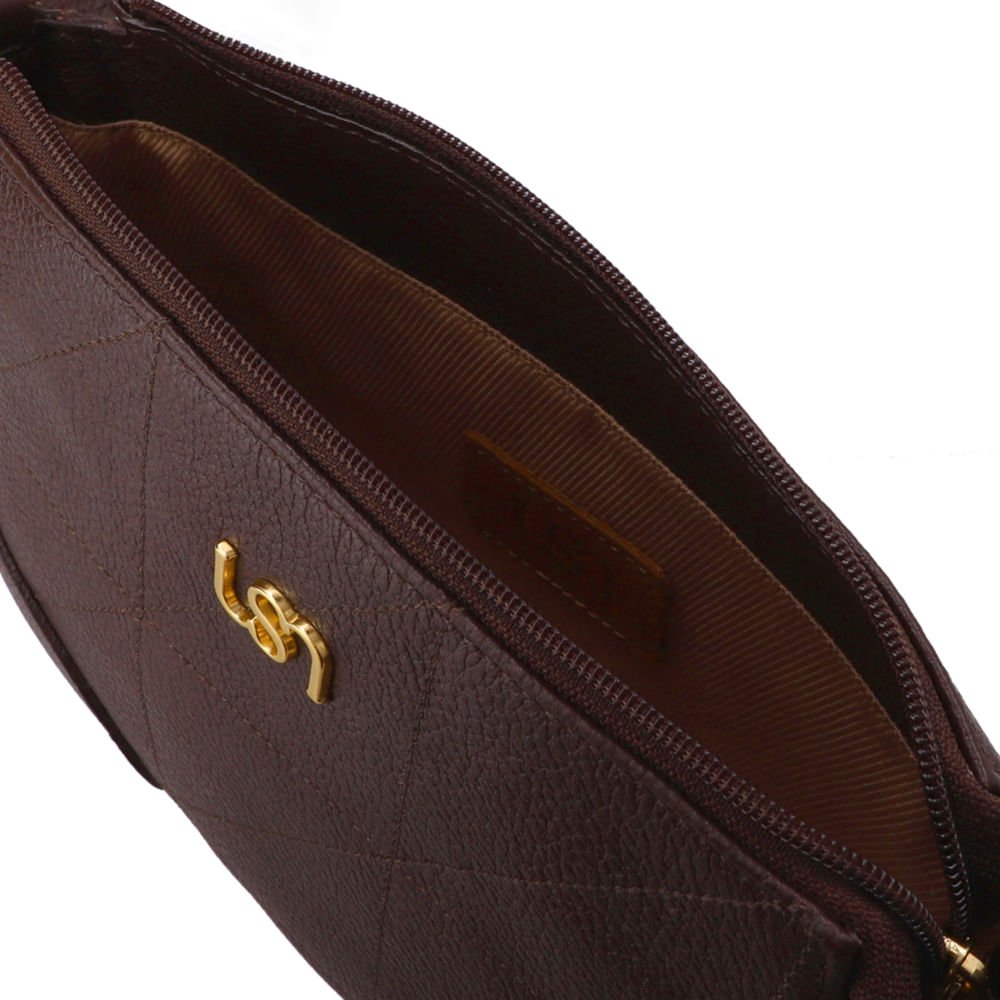 Bolsa Tiracolo Couro Marrom Pinhão Matelassê Pinhão 3