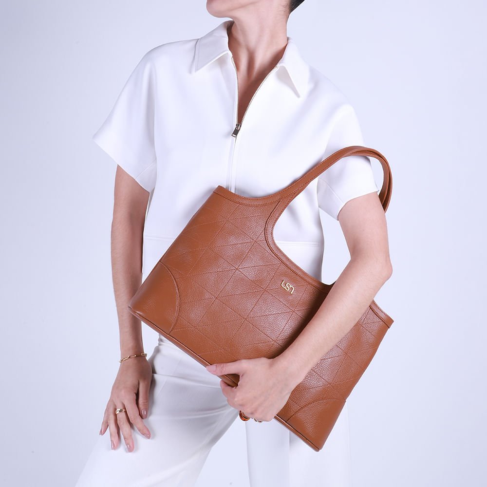 Bolsa Shopper Couro Marrom Matelassê Marrom 4