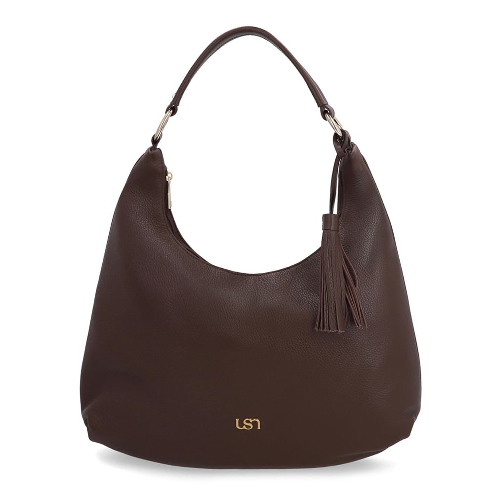 Bolsa Hobo Couro Marrom Barbicacho