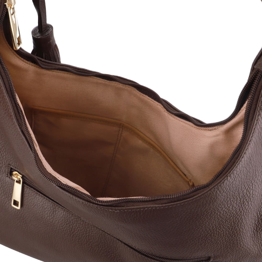 Bolsa Hobo Couro Marrom Barbicacho Marrom 3