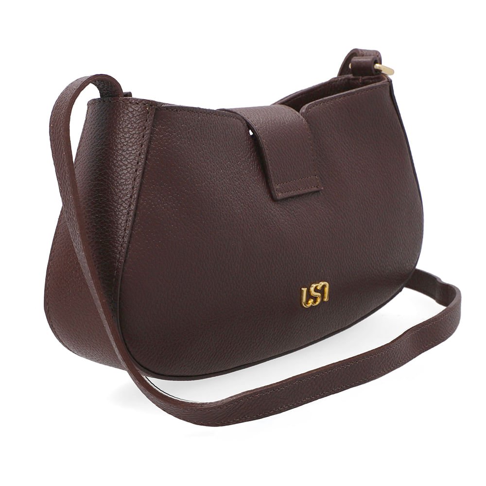 Bolsa Tiracolo Couro Marrom Detalhe Pingente Marrom 2