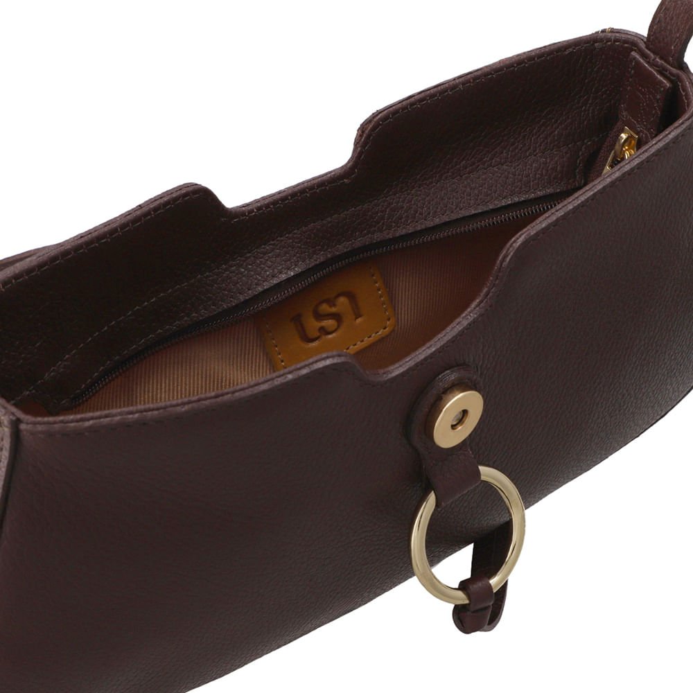 Bolsa Tiracolo Couro Marrom Detalhe Pingente Marrom 3
