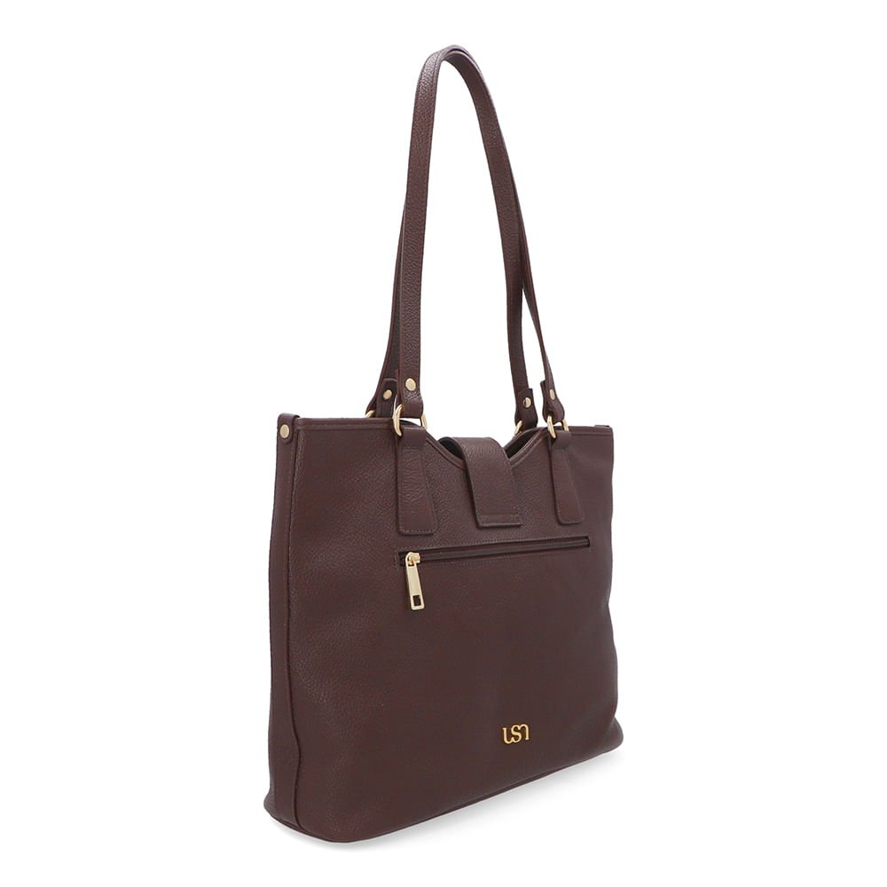 Bolsa Shopper Couro Marrom Detalhe Pingente Marrom 2