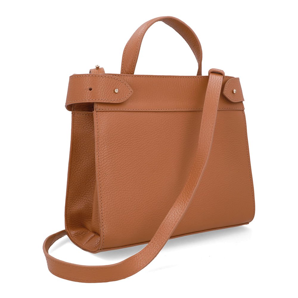 Bolsa Tote Couro Marrom Pesponto Marrom 2
