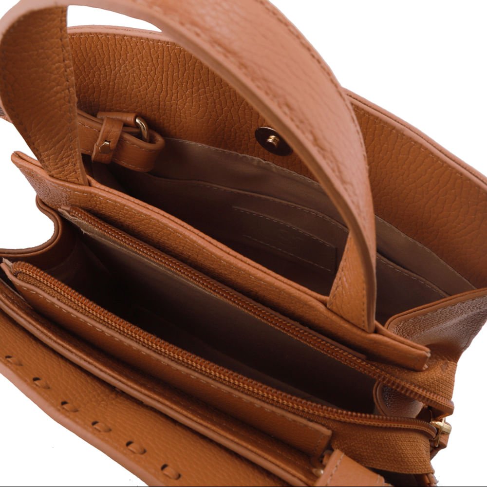 Bolsa Tote Couro Marrom Pesponto Marrom 3