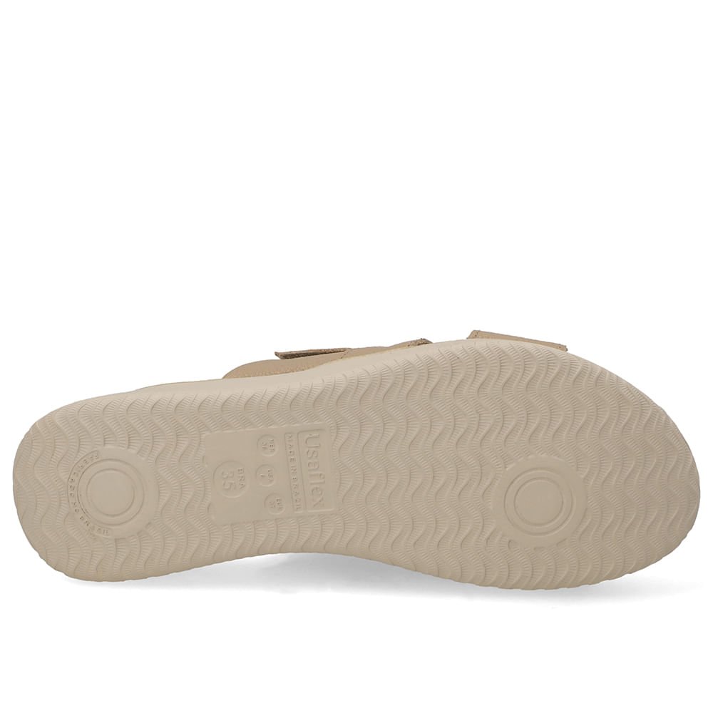 Tamanco Couro Bege Fecho-Flex Bege 5