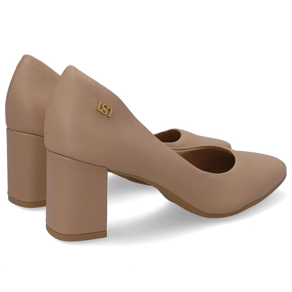 Scarpin Bege Bico Redondo Couro Bege 3