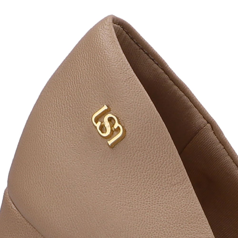 Scarpin Bege Bico Redondo Couro Bege 4
