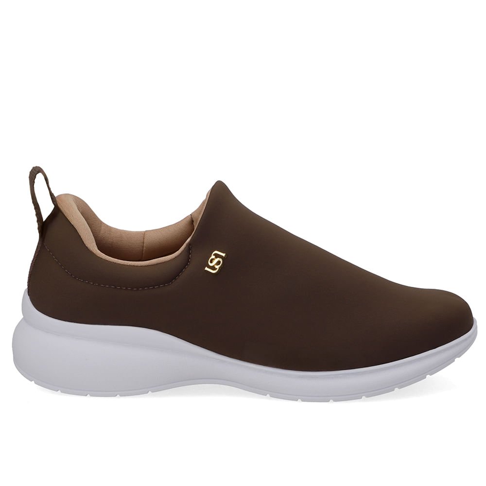Tênis Slip On Marrom Elastano