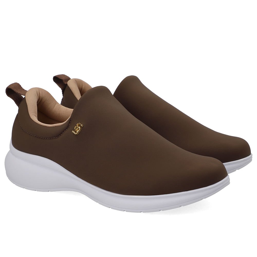 Tênis Slip On Marrom Elastano Marrom 2