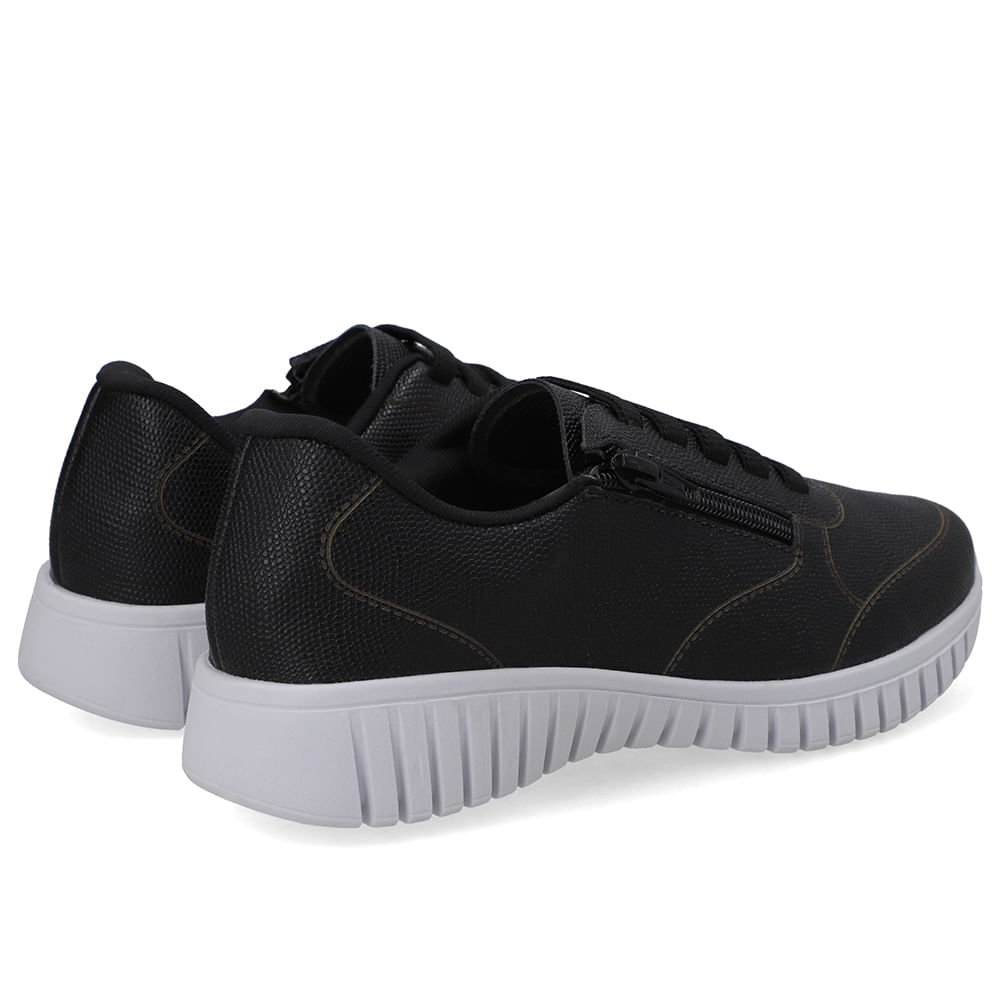 Tênis Zíper Lateral Preto Couro Preto 3