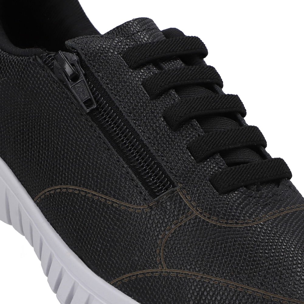 Tênis Zíper Lateral Preto Couro Preto 4