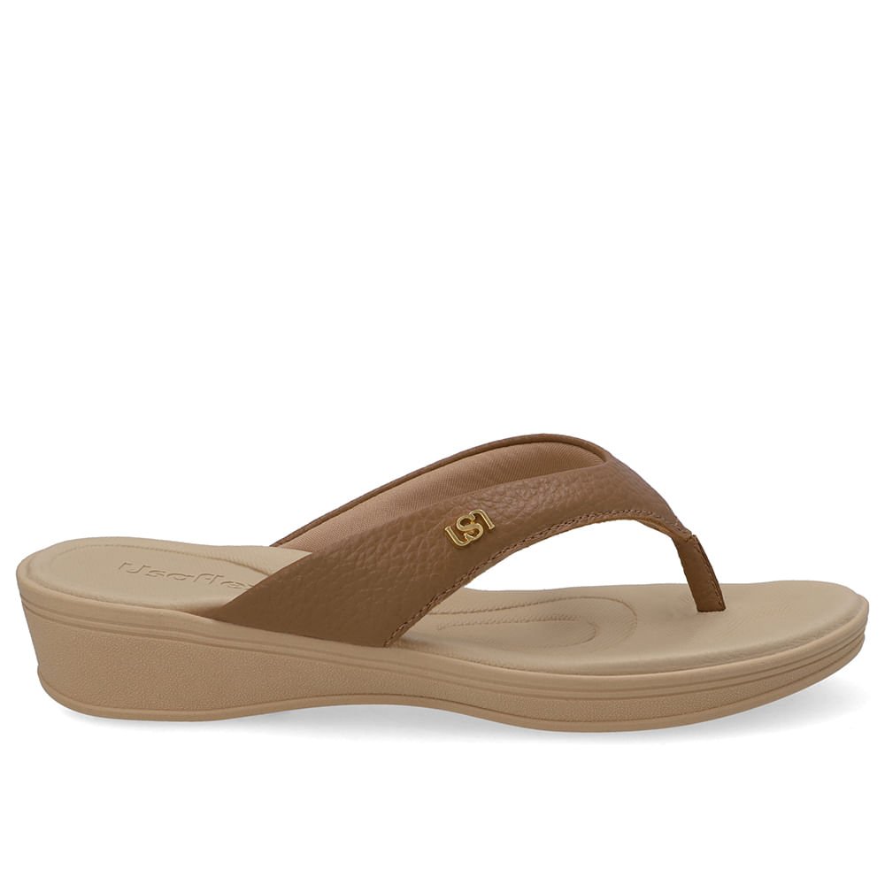 Chinelo Salto Plataforma Couro Marrom