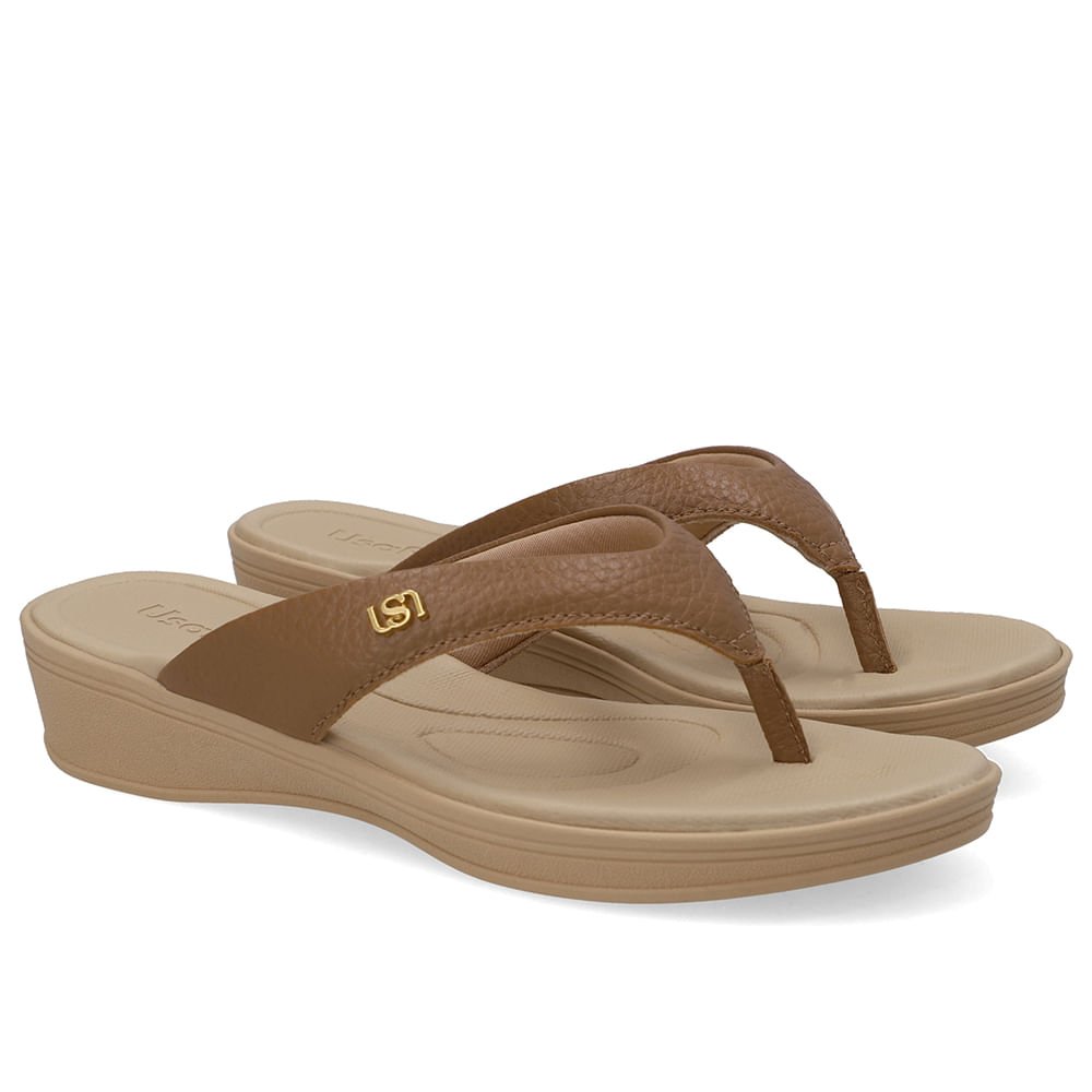 Chinelo Salto Plataforma Couro Marrom Marrom 2