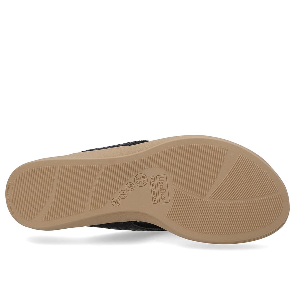 Chinelo Salto Plataforma Couro Preto Preto 5