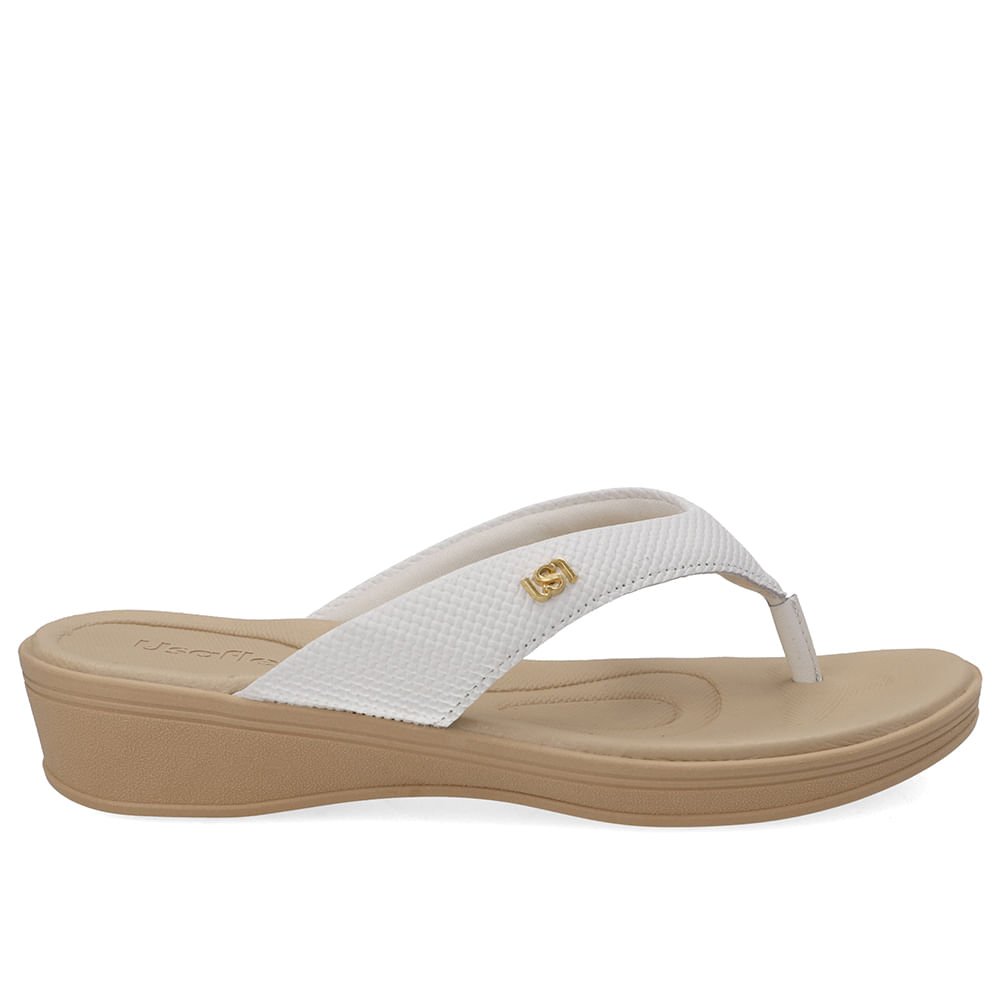 Chinelo Salto Plataforma Couro Branco