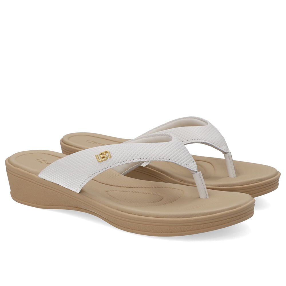 Chinelo Salto Plataforma Couro Branco Branco 2