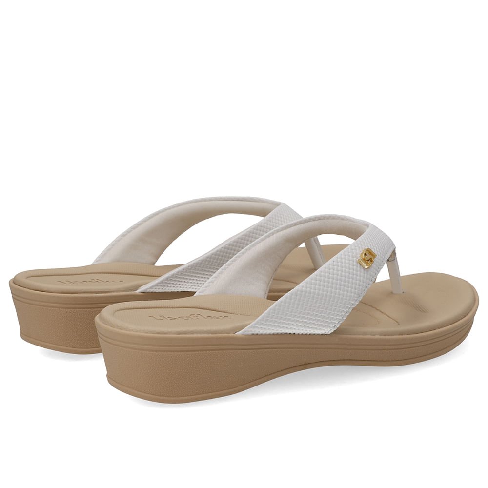 Chinelo Salto Plataforma Couro Branco Branco 3