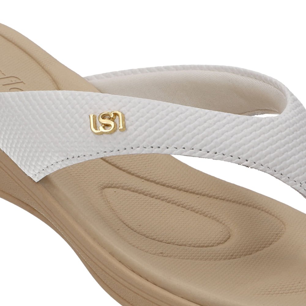 Chinelo Salto Plataforma Couro Branco Branco 4
