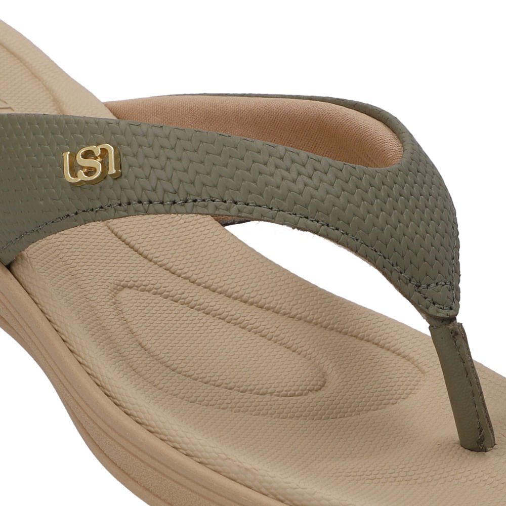 Chinelo Salto Plataforma Couro Verde Verde 4