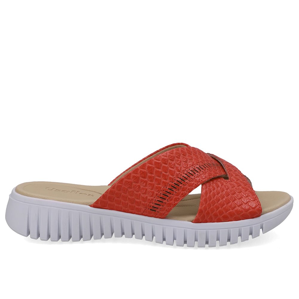 Tamanco Plataforma Couro Vermelho Laser