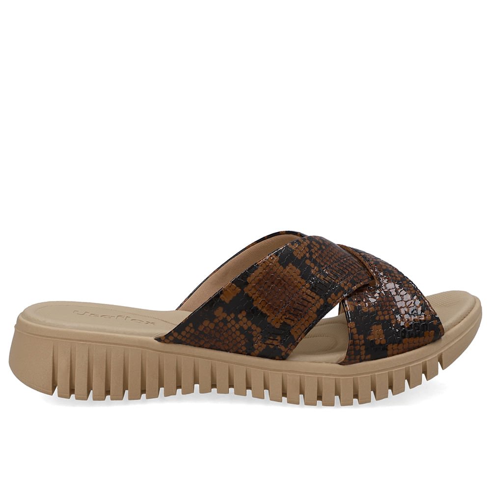 Tamanco Plataforma Couro Animal Print Laser