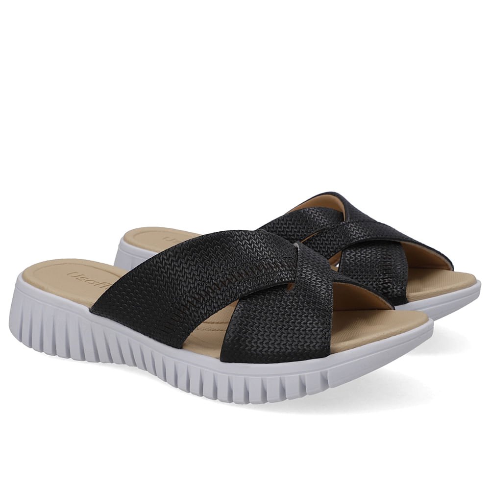 Tamanco Plataforma Couro Preto Laser Preto 2