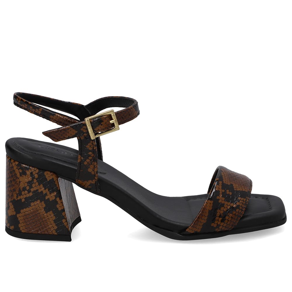 Sandália Salto Bloco Tira Animal Print