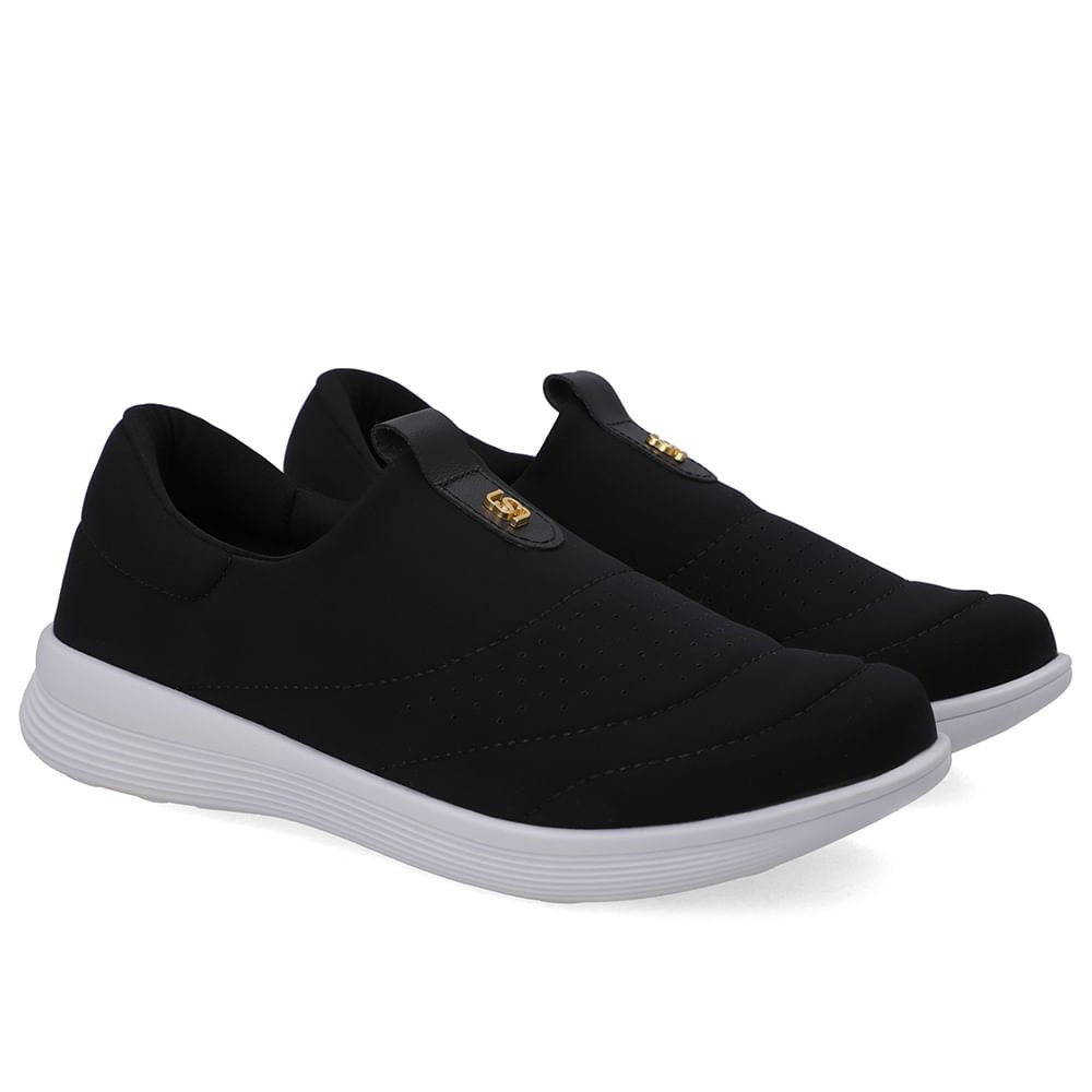 Tênis Slip On Elastano Preto Preto 2