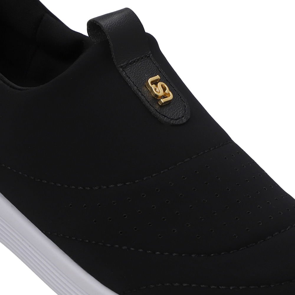 Tênis Slip On Elastano Preto Preto 4