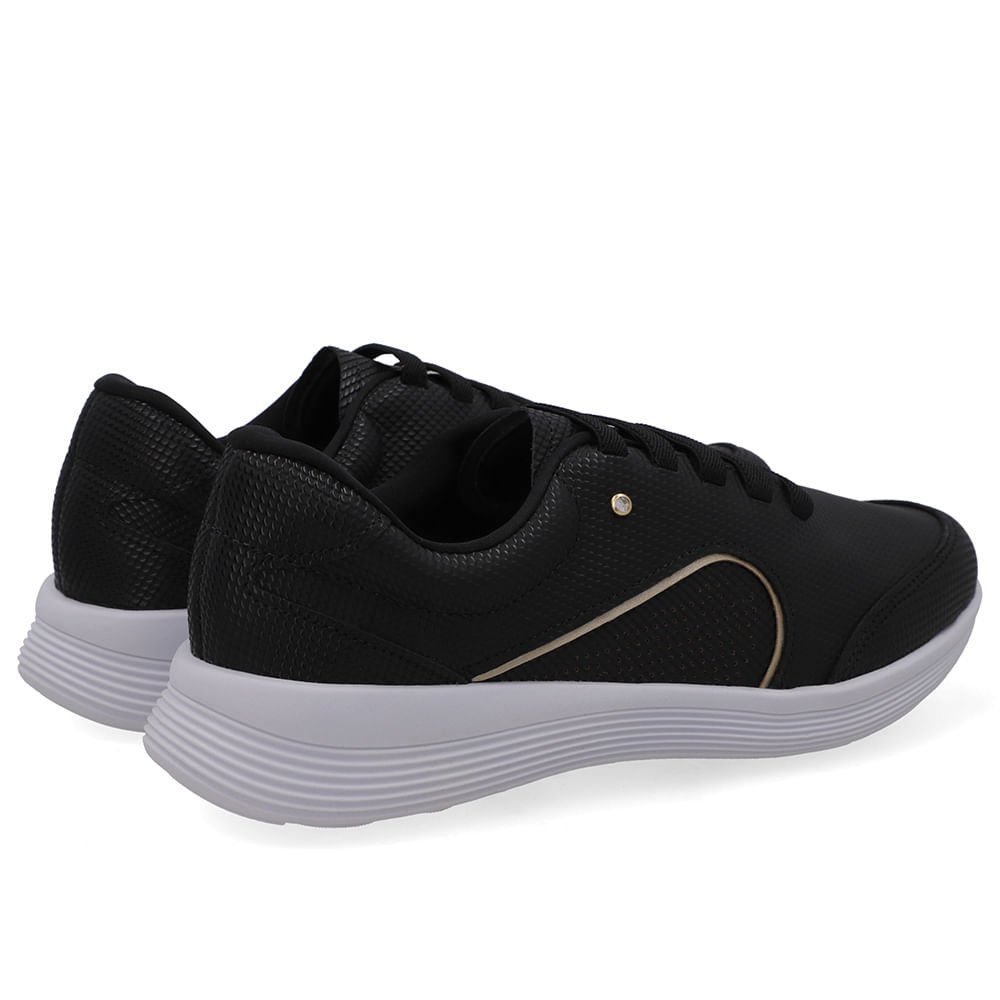Tênis Preto Couro Cadarço Elástico Preto 3