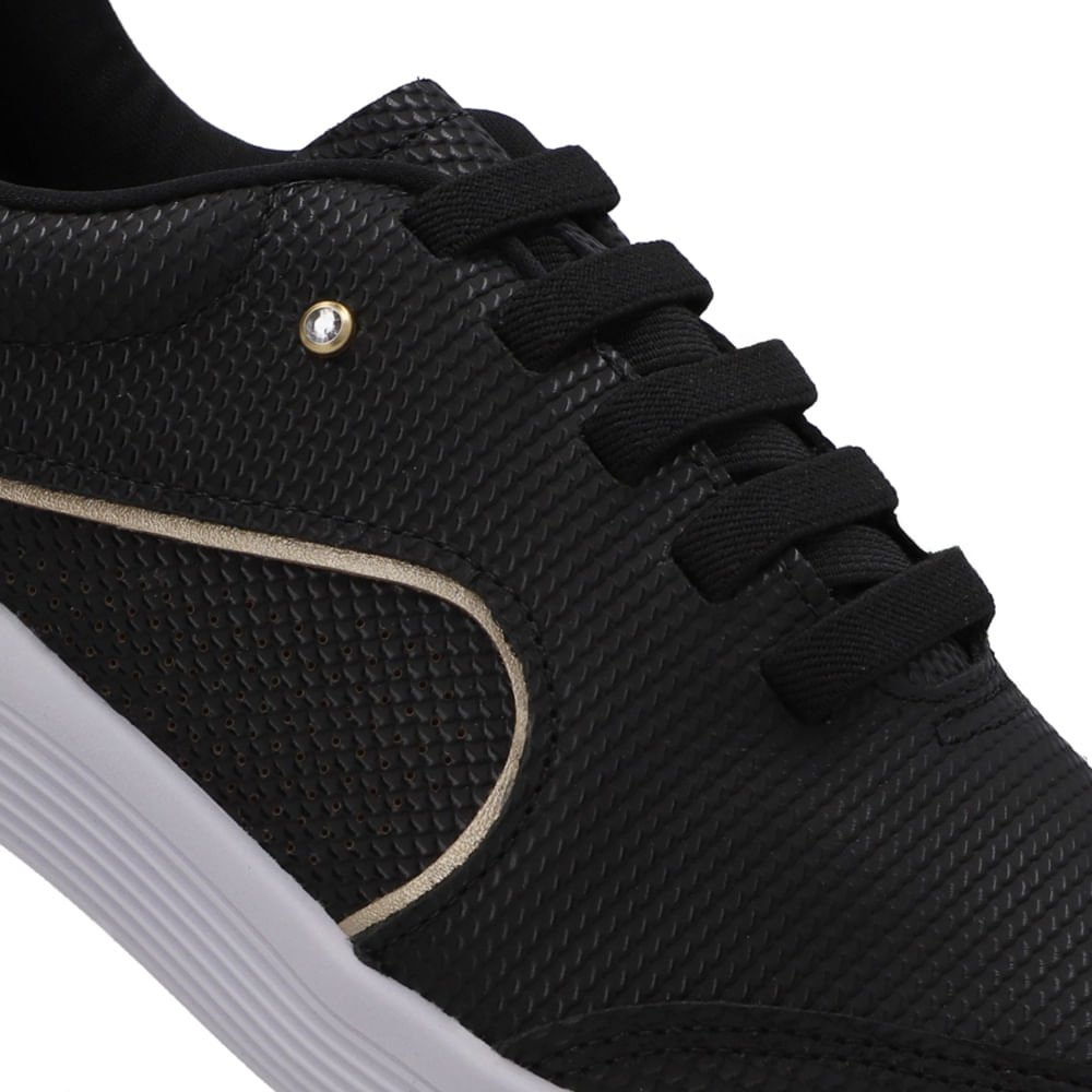 Tênis Preto Couro Cadarço Elástico Preto 4