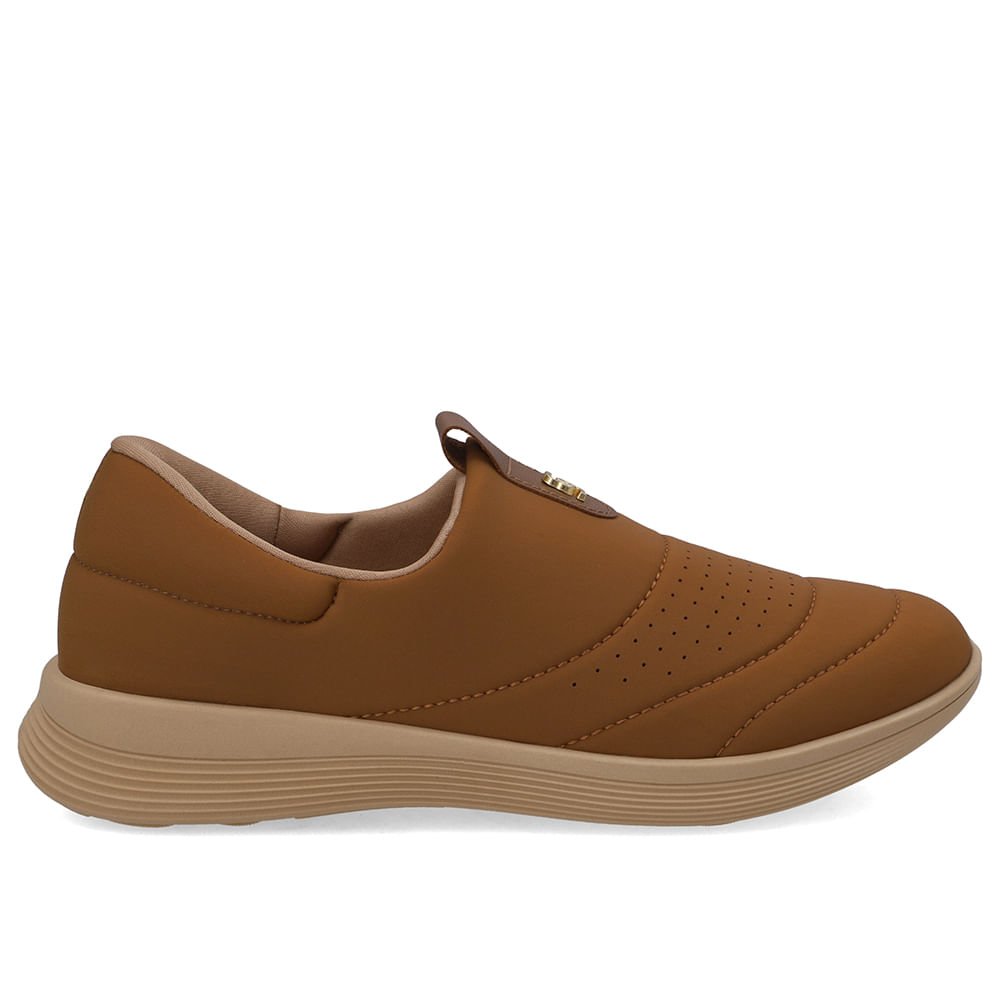 Tênis Slip On Elastano Marrom Canela