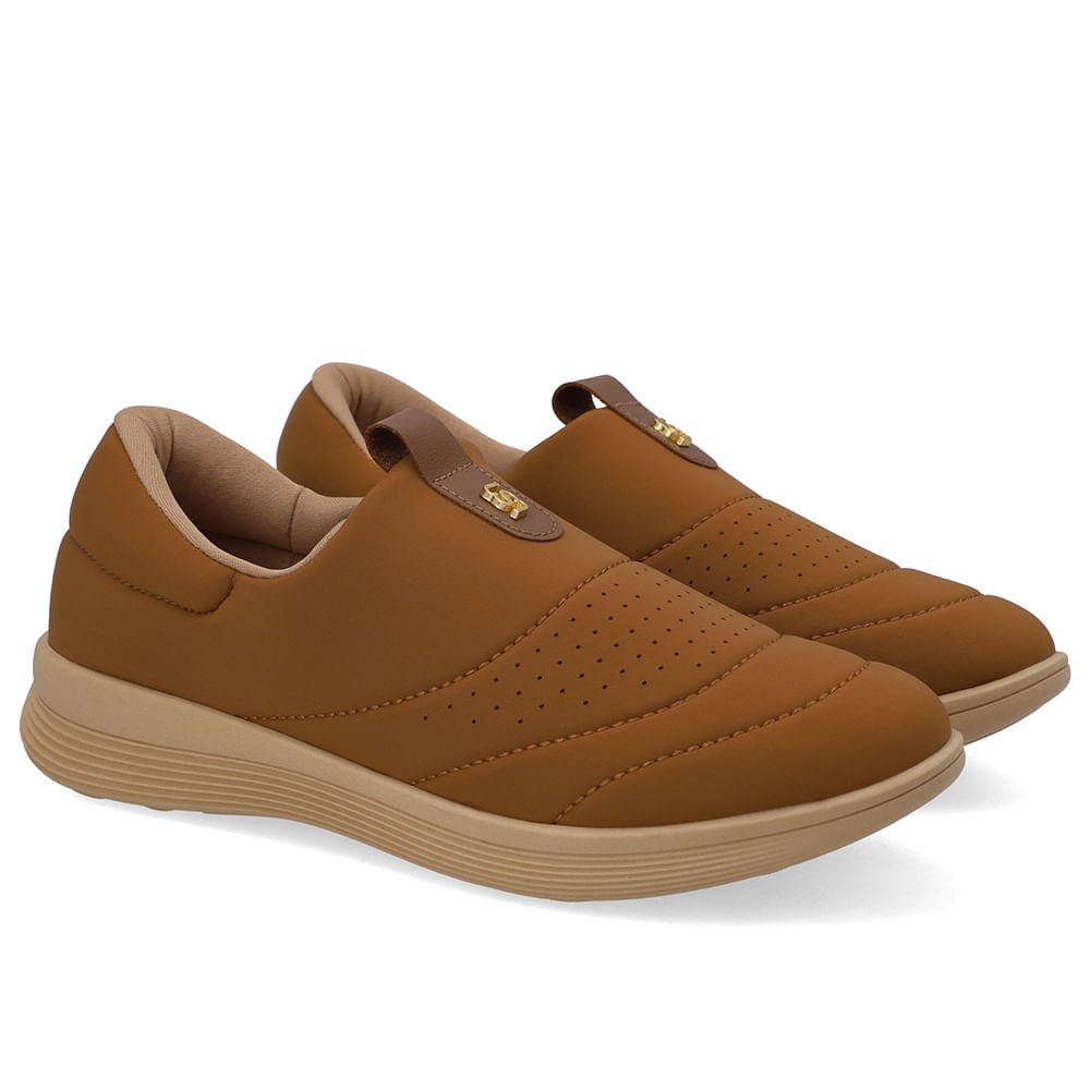 Tênis Slip On Elastano Marrom Canela Marrom 2