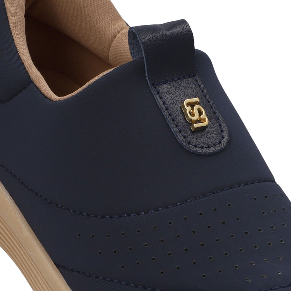 Tênis Slip On Elastano Azul Azul Marinho 4