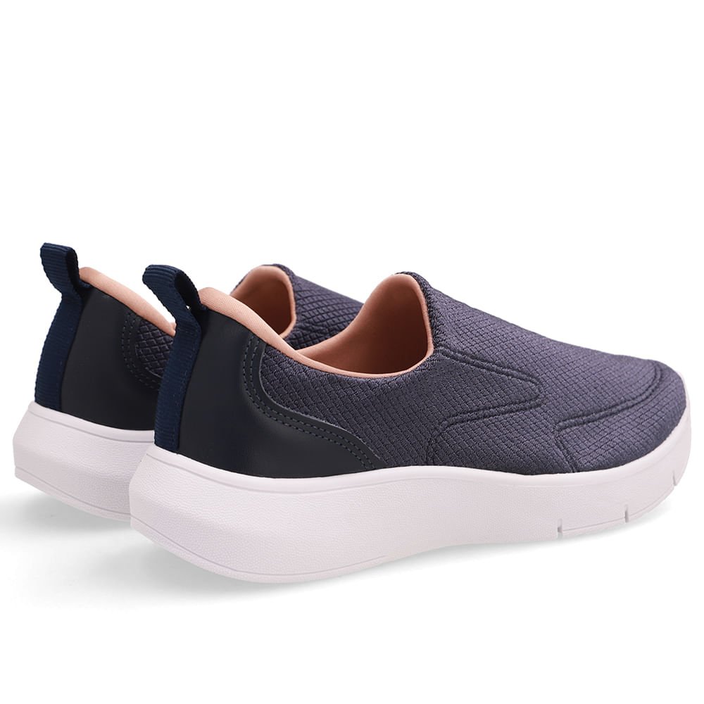 Tênis Azul Slip On Em Tecido e Couro Azul 3
