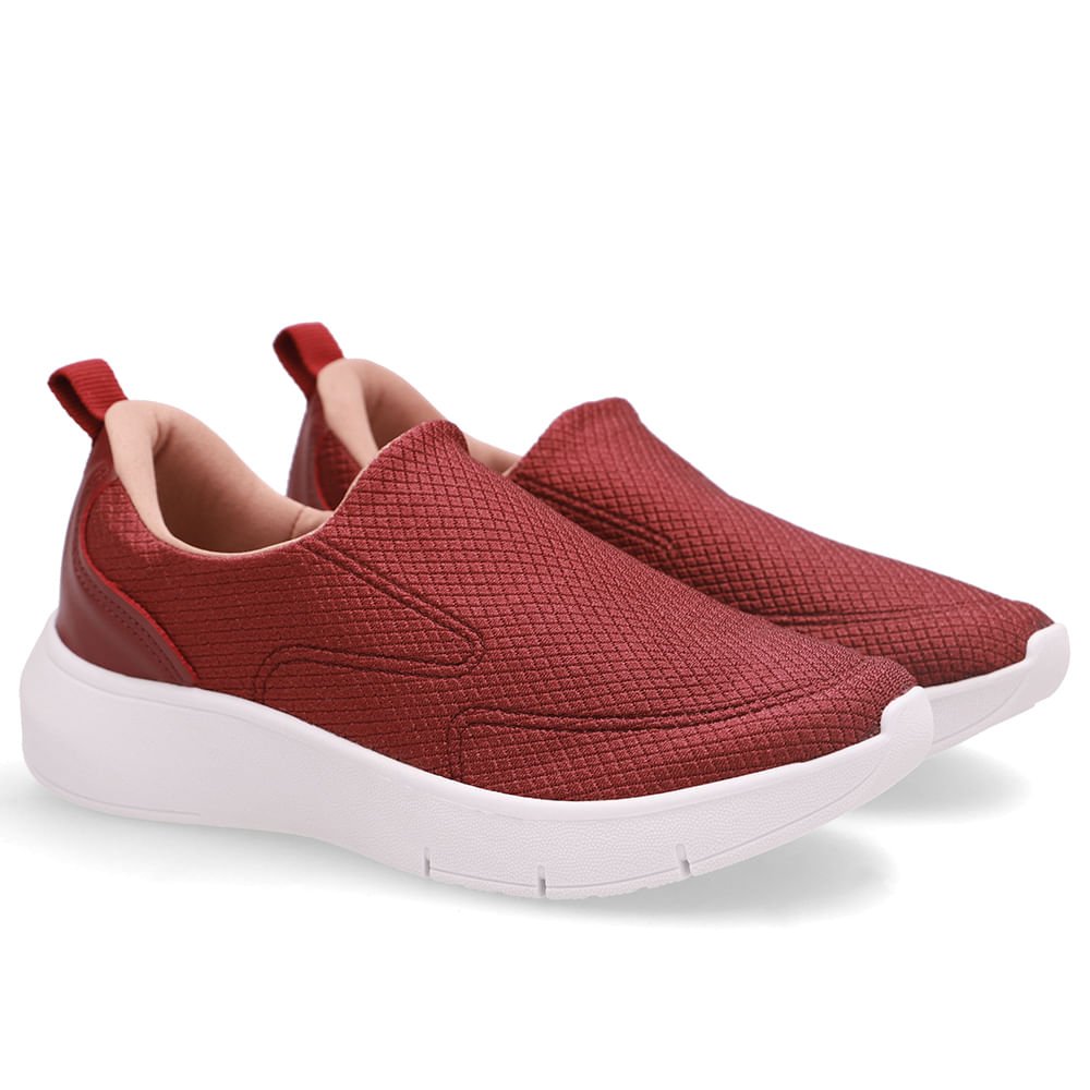 Tênis Vermelho Slip On Em Tecido e Couro Vermelho 2