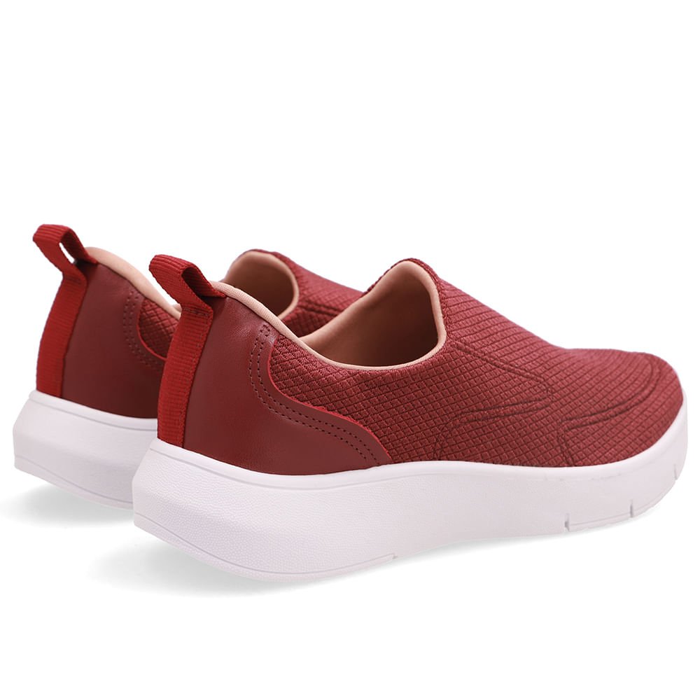 Tênis Vermelho Slip On Em Tecido e Couro Vermelho 3