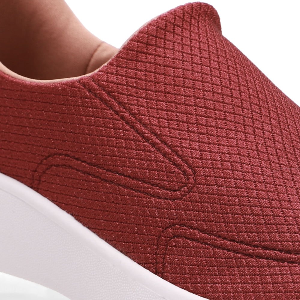 Tênis Vermelho Slip On Em Tecido e Couro Vermelho 4