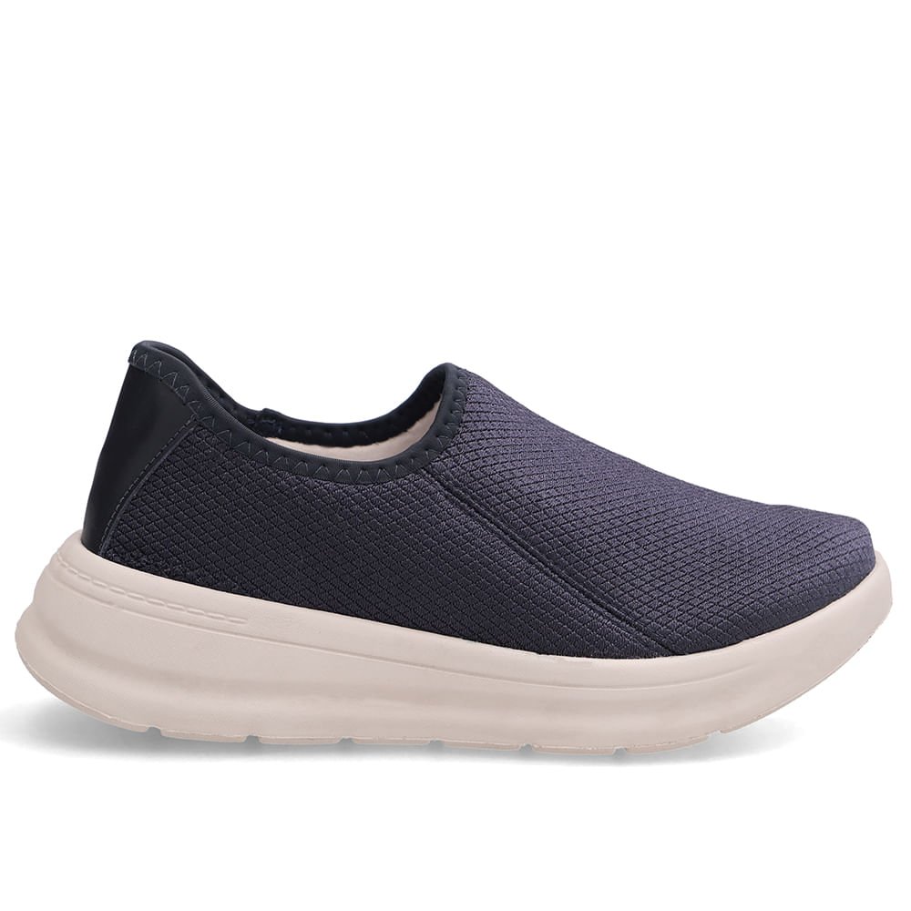 Tênis Slip On Azul Em Elastano
