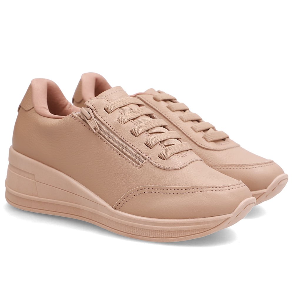 Tênis Em Couro Mini Escama Nude Zíper Lateral Nude 2