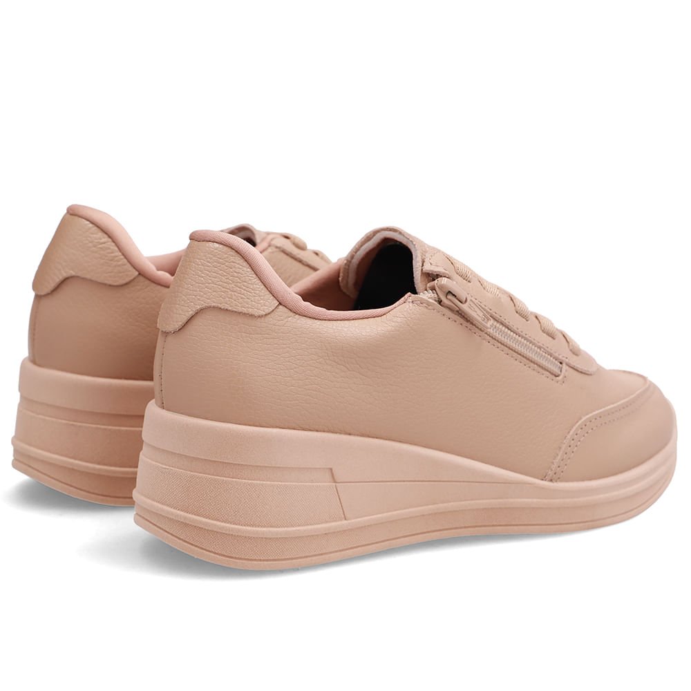 Tênis Em Couro Mini Escama Nude Zíper Lateral Nude 3