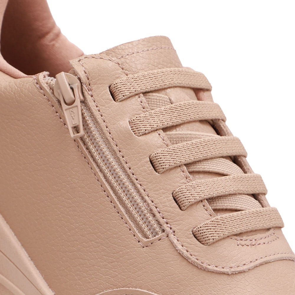 Tênis Em Couro Mini Escama Nude Zíper Lateral Nude 4