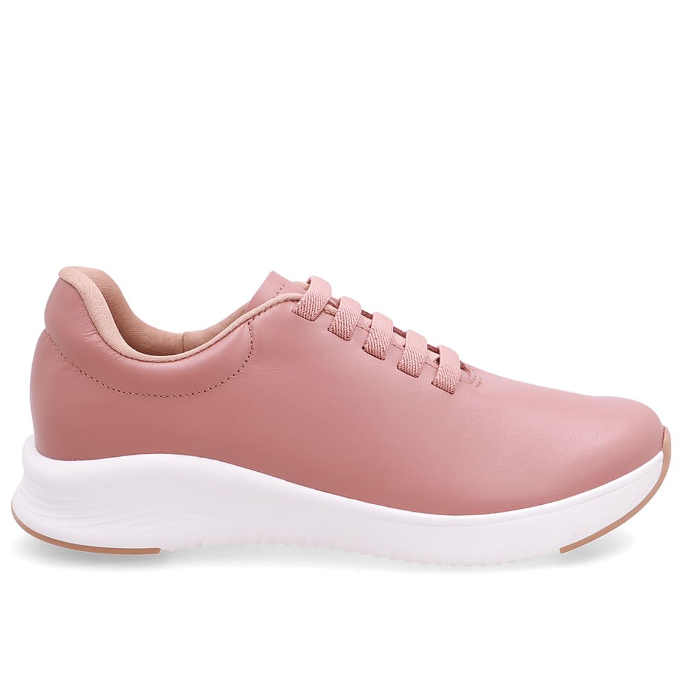 Tênis Couro Rosa Vintage Cadarço Elástico