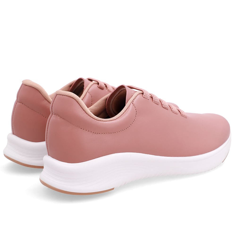 Tênis Couro Rosa Vintage Cadarço Elástico Rosa 3