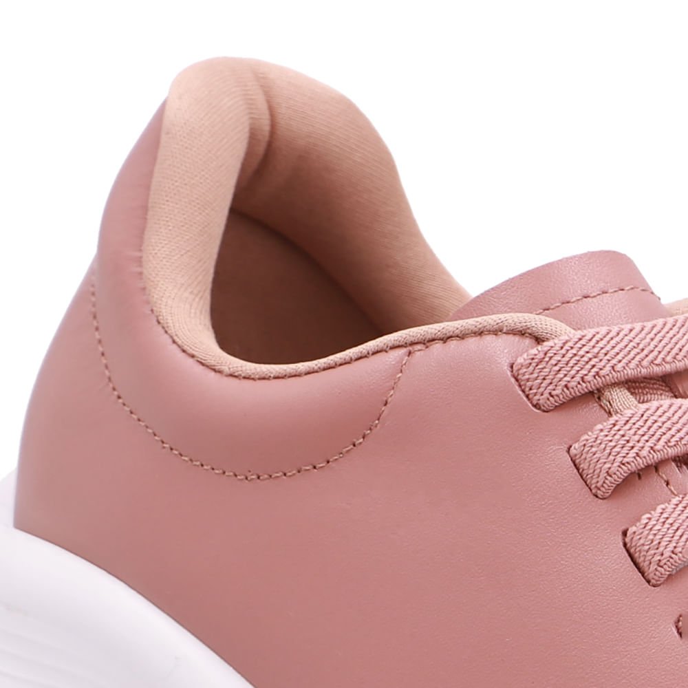 Tênis Couro Rosa Vintage Cadarço Elástico Rosa 4