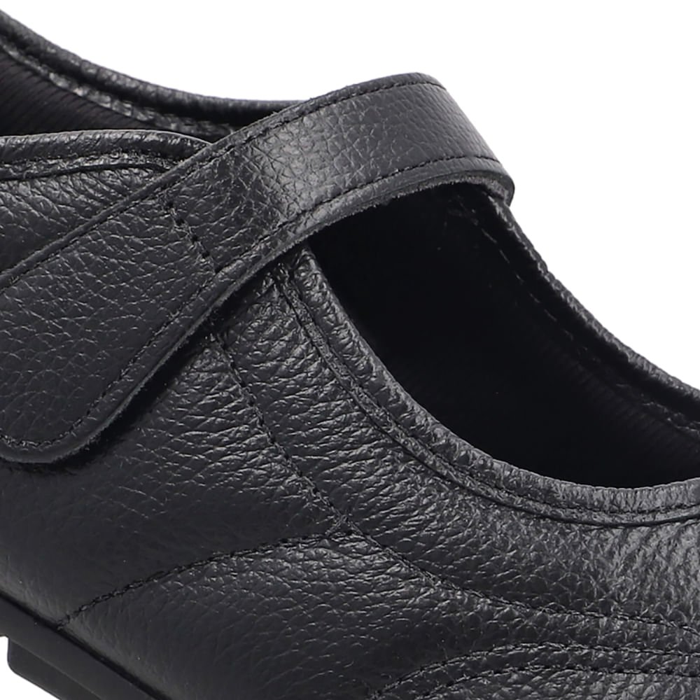 Tênis Boneca Em Couro Preto Com Fechamento Fecho-Flex Preto 4