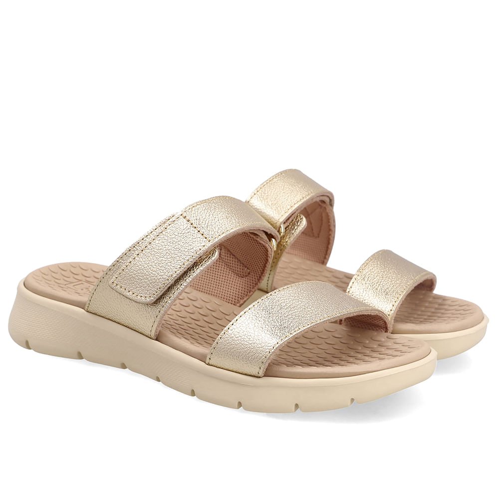 Tamanco Em Dourado Com Fecho-Flex E Solado Plataforma Dourado 2
