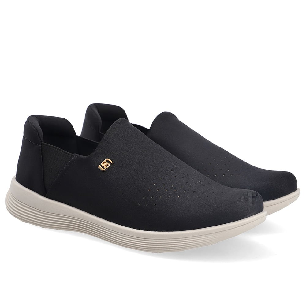Tênis Slip On Em Tecido Preto Preto 2